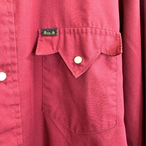 Vintage Bar M Rancher Shirt Mens Size Large Red Western Pearl Snap Rockabilly - Picture 2 of 5